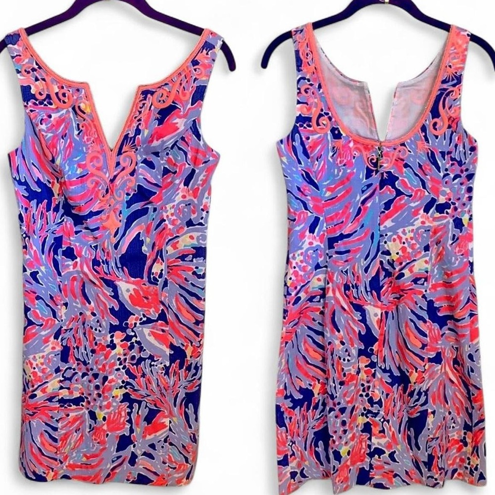 RARE Lilly Pulitzer Lyssa Shift Shrimply Sleeveless Dress Pink Purple Blue Sz 6 - Picture 2 of 7